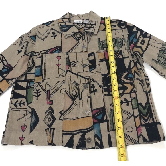 Chico's Linen Jacket LOVE HAPPY JOY Abstract Graffiti - Picture 12 of 12